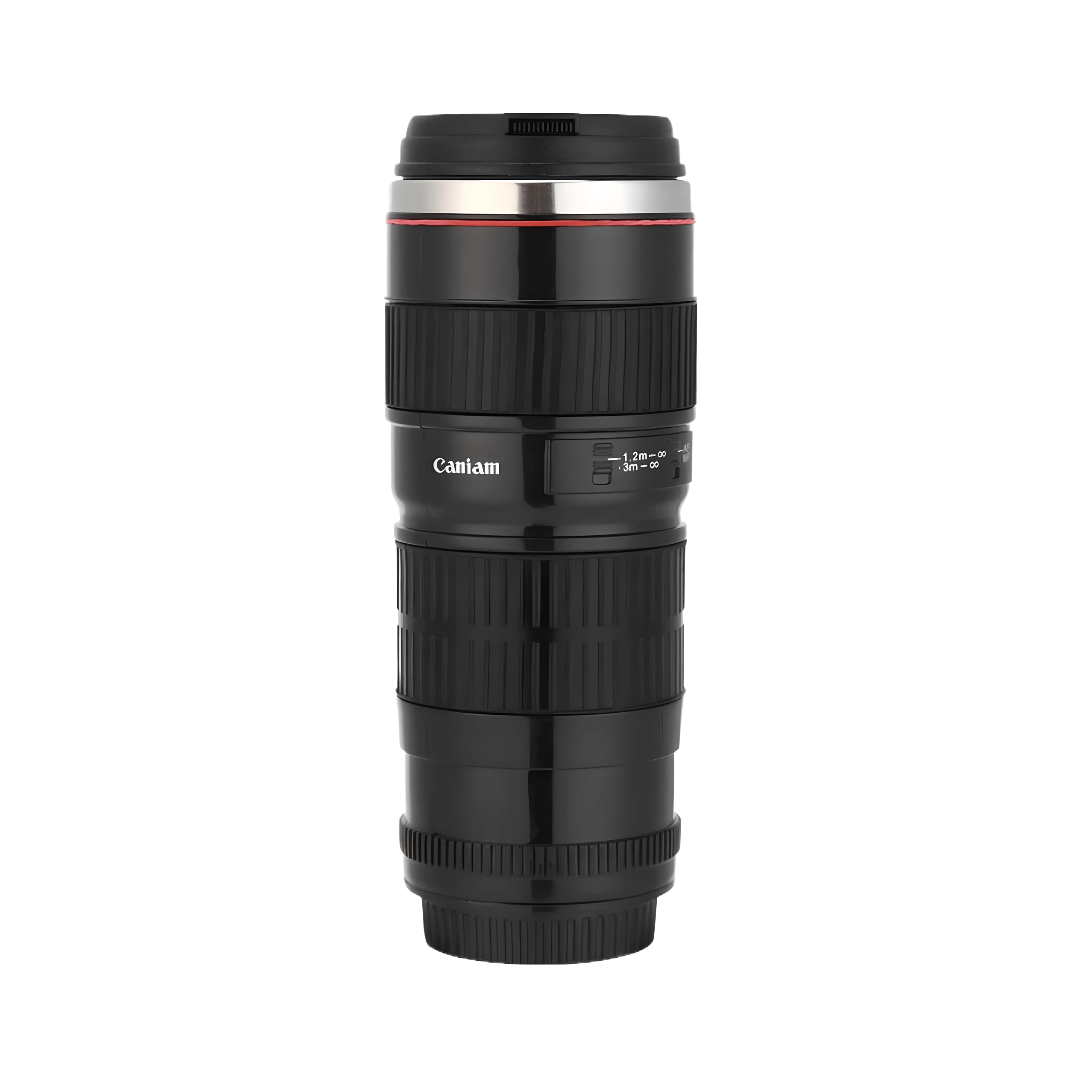 Camera Lens Mug – Large 16oz Travel Cup designed to look like a professional camera lens.